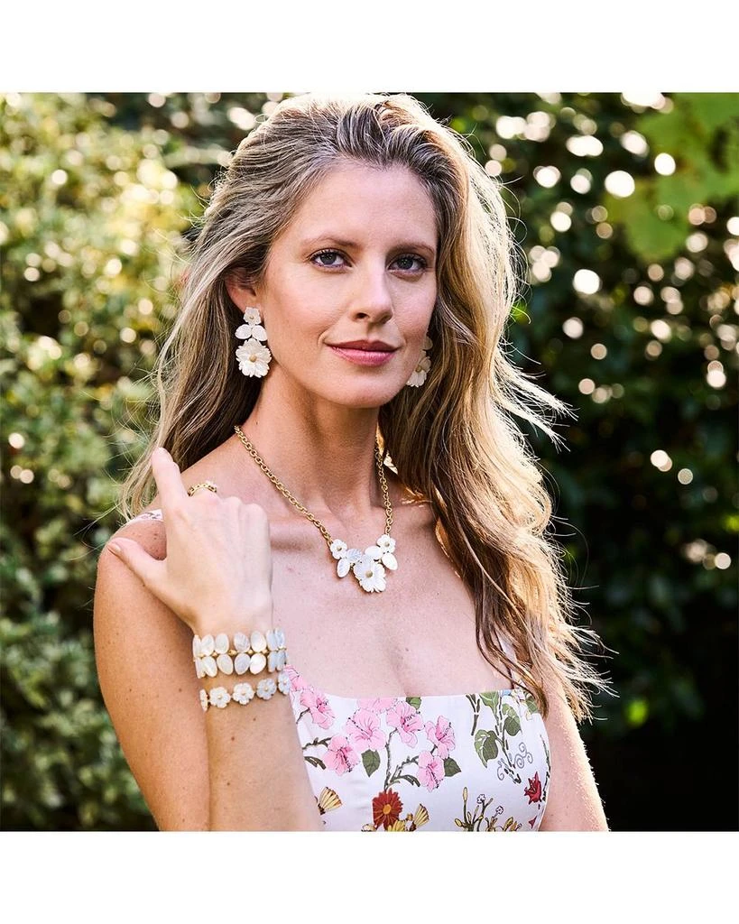 Capucine De Wulf Mermaid Garden Mother Of Pearl Blossom Petite Stud Earrings in 18K Gold Plated 4