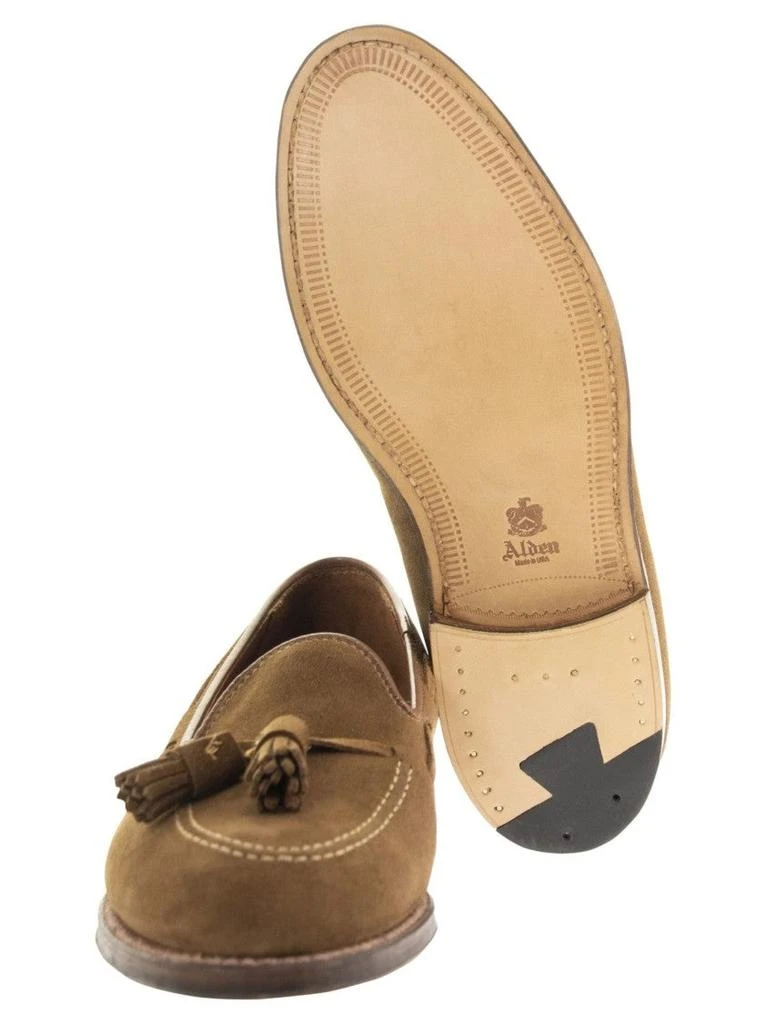 ALDEN Aberdeen Tassel Loafers In Suede Leather 2