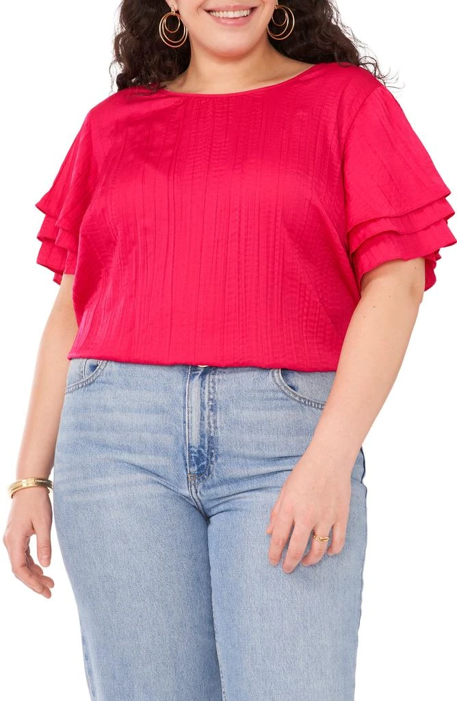 Vince Camuto Ruffle Sleeve Rumple Satin Top 1