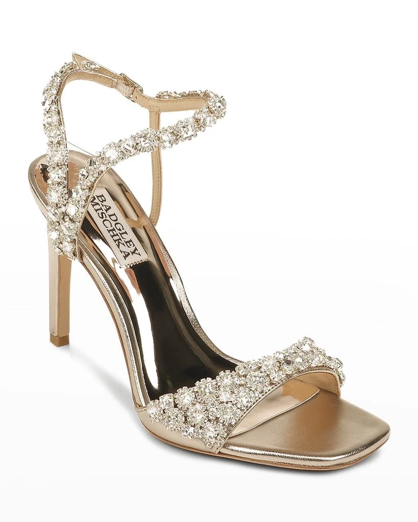 Badgley Mischka Galia Metallic Crystal Stiletto Sandals 2
