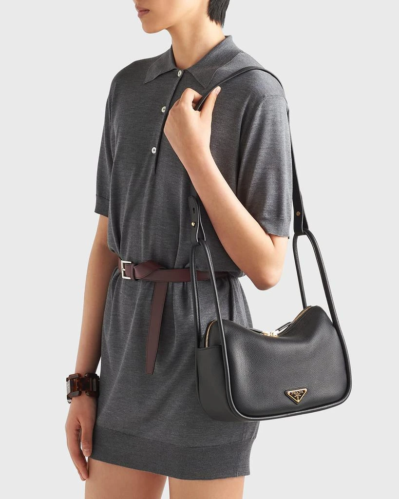 Prada Flou Zip Leather Top-Handle Bag 2