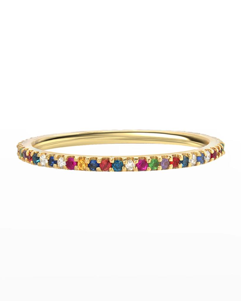 Zoe Lev 14k Rainbow Eternity Ring, Size 6-8