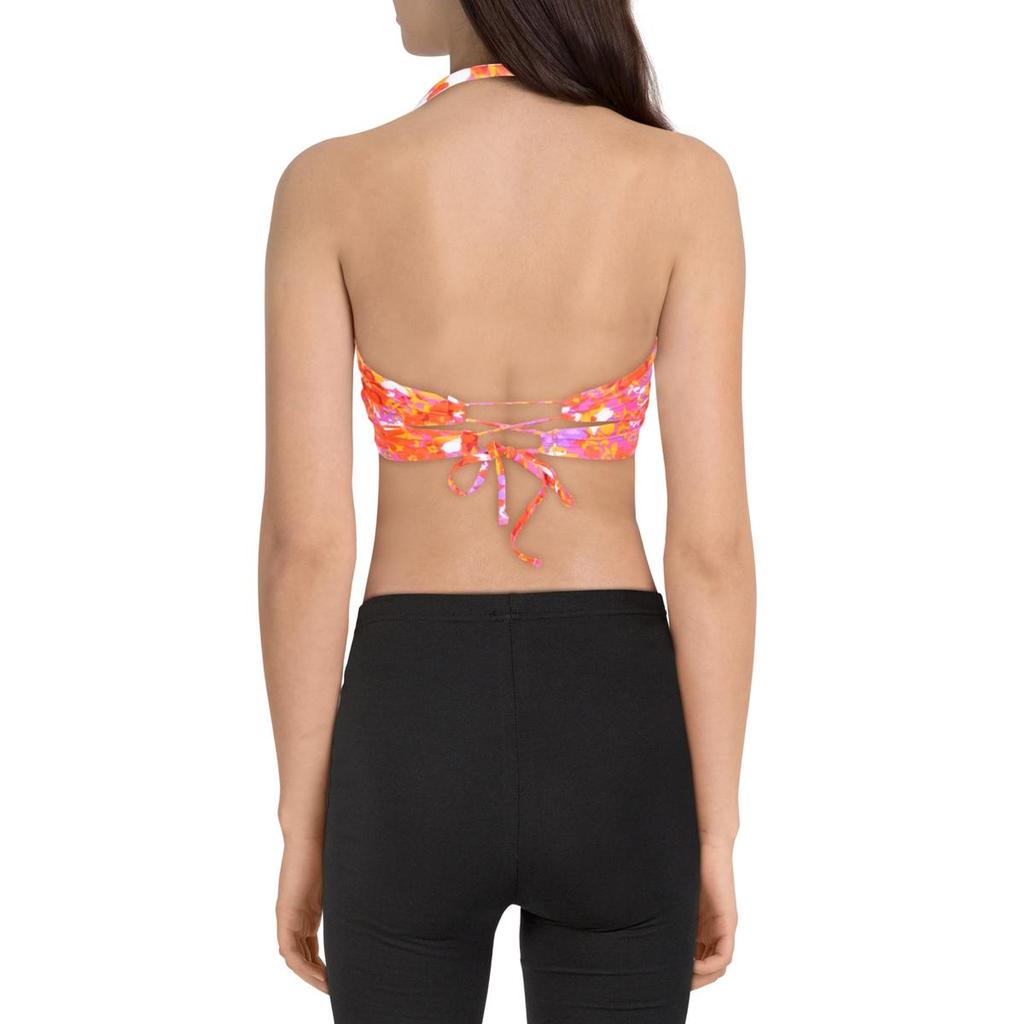 Hula Honey Juniors Womens Floral O-Ring Swim Top Separates