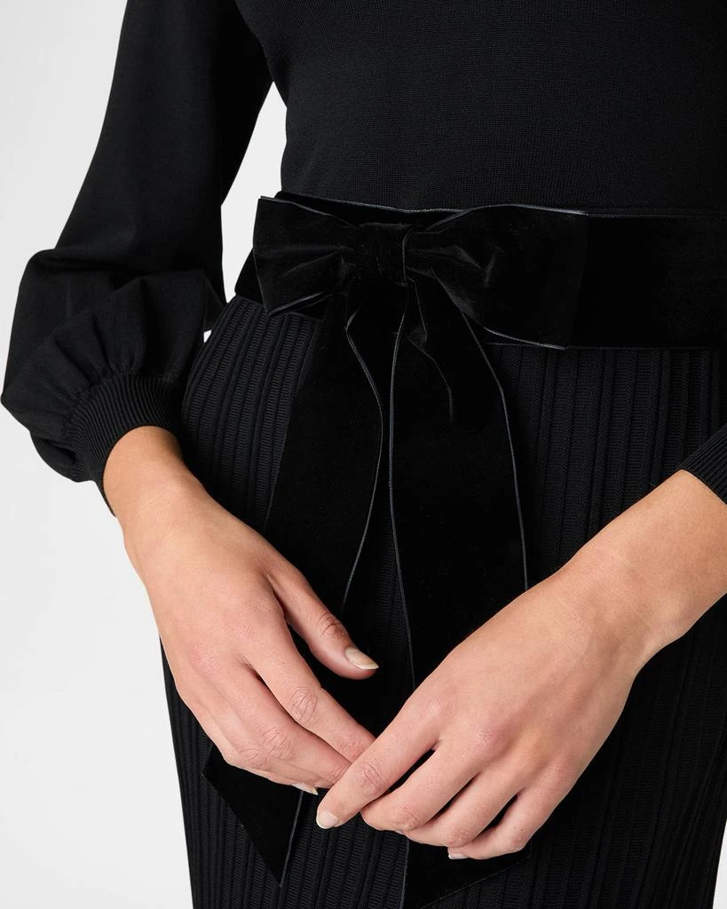 Shoshanna Ida Ribbed Bow-Front Midi Dress 4