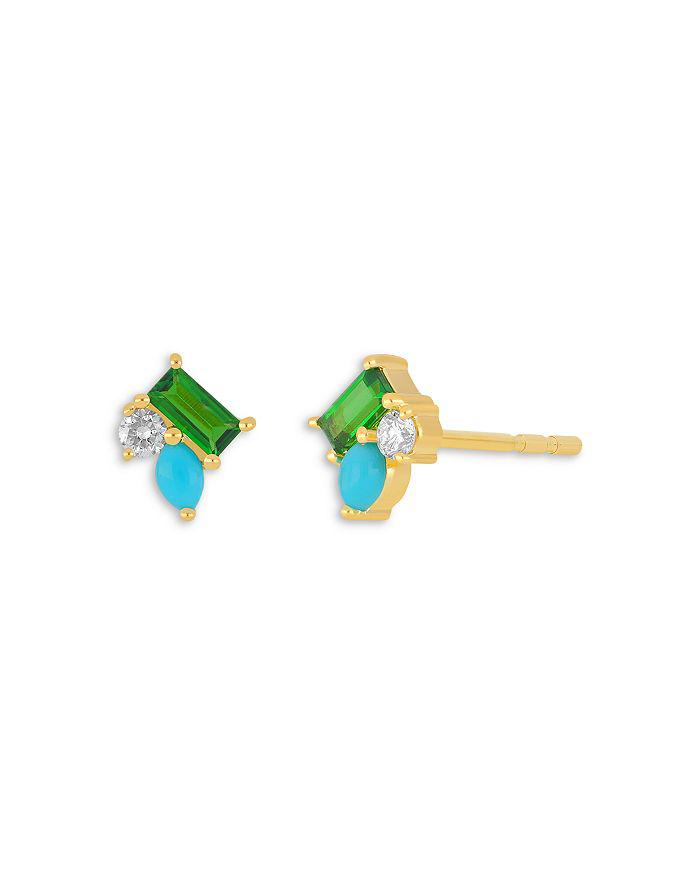 Effy 14K Yellow Gold Triple Treasure Stud Earrings