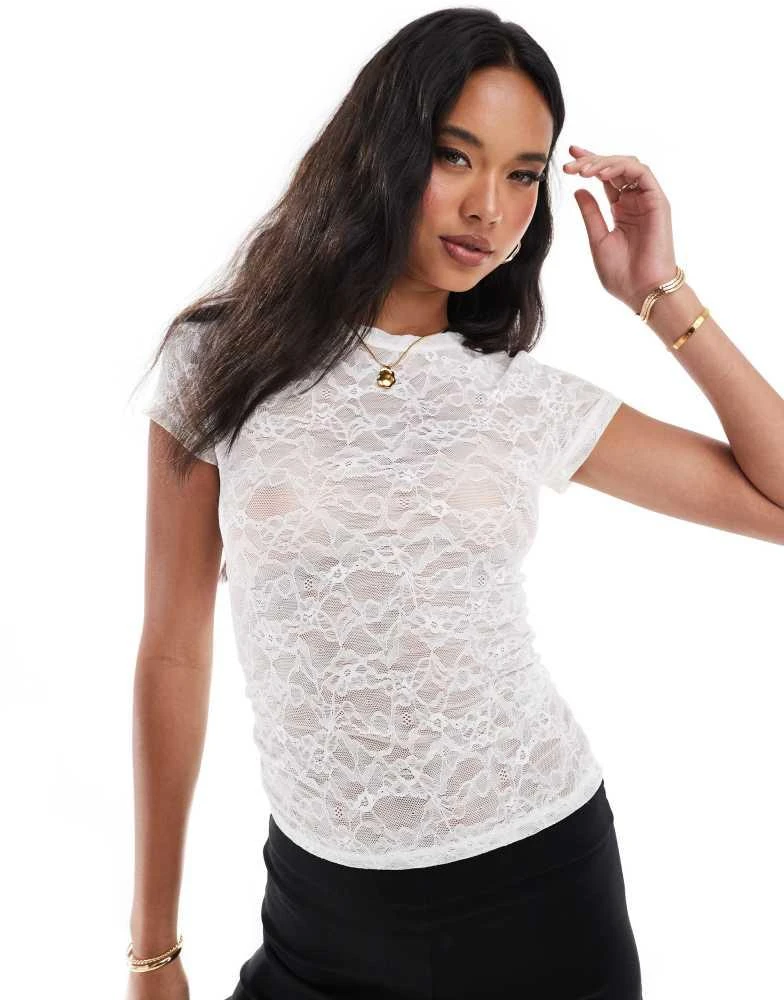 River Island River Island lace detail top in cream 1