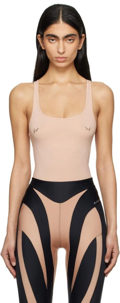 Mugler Beige Pierced Bodysuit 1