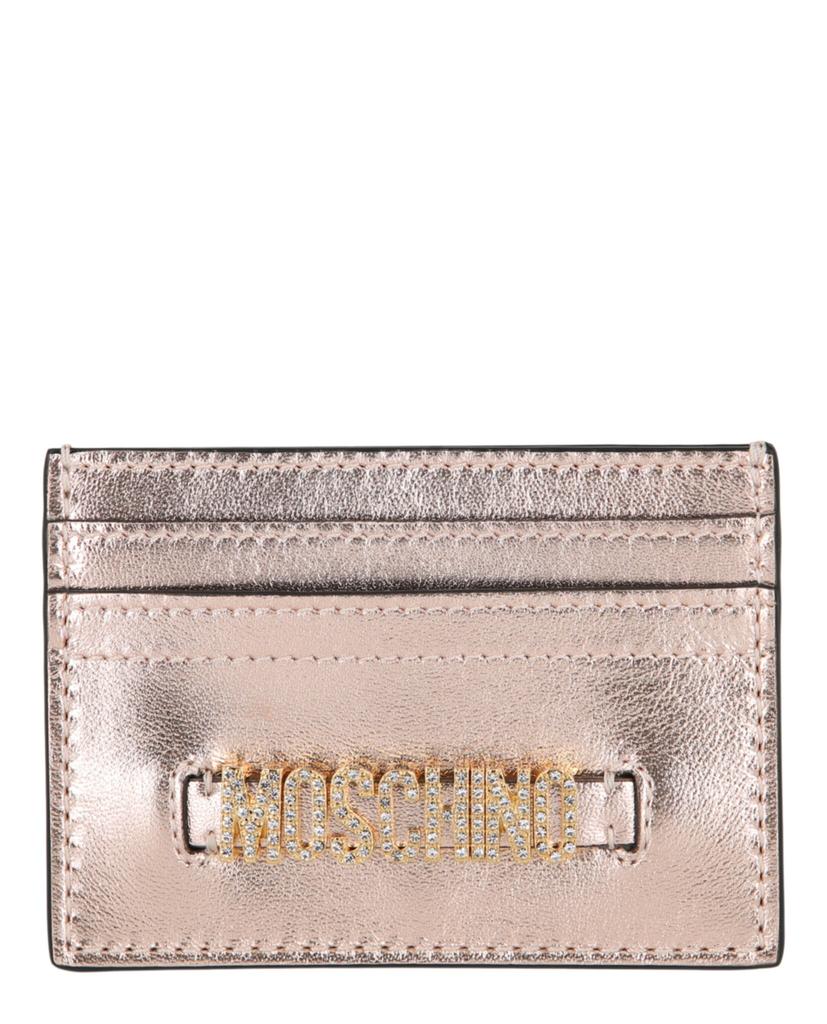 Moschino Metallic Belt Logo Crystal-Embellished Card Holder