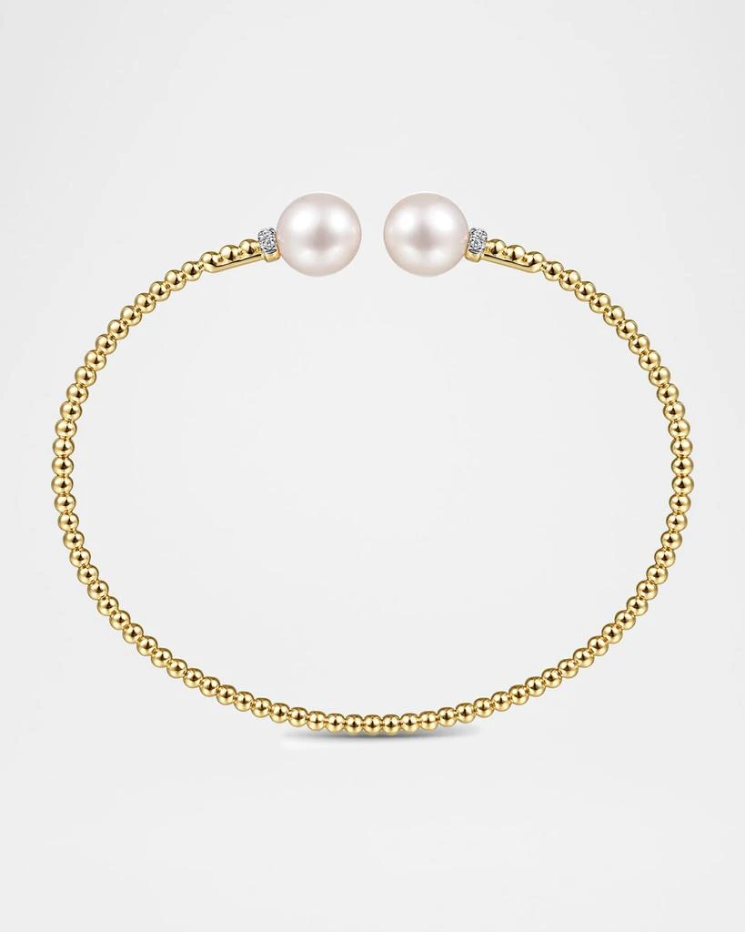 Gabriel 
Co 14K Yellow Gold Bujukan Diamond and Pearl Split Bangle 4