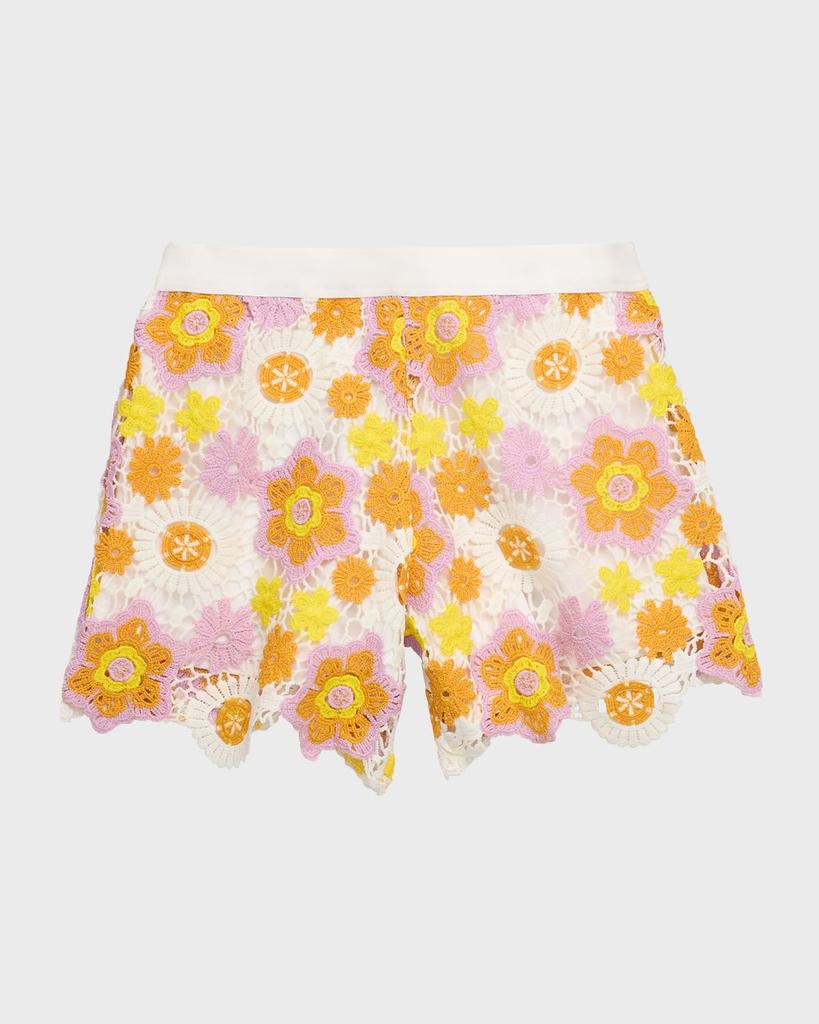 Hannah Banana Girl's Crochet Floral Shorts, Size 7-14