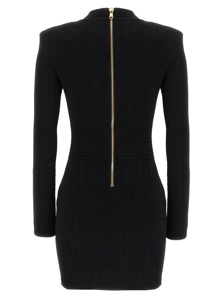 knee length dresses for ladies BALMAIN MONOGRAM VELVET MINI DRESS – TheLuxeLend main image 1
