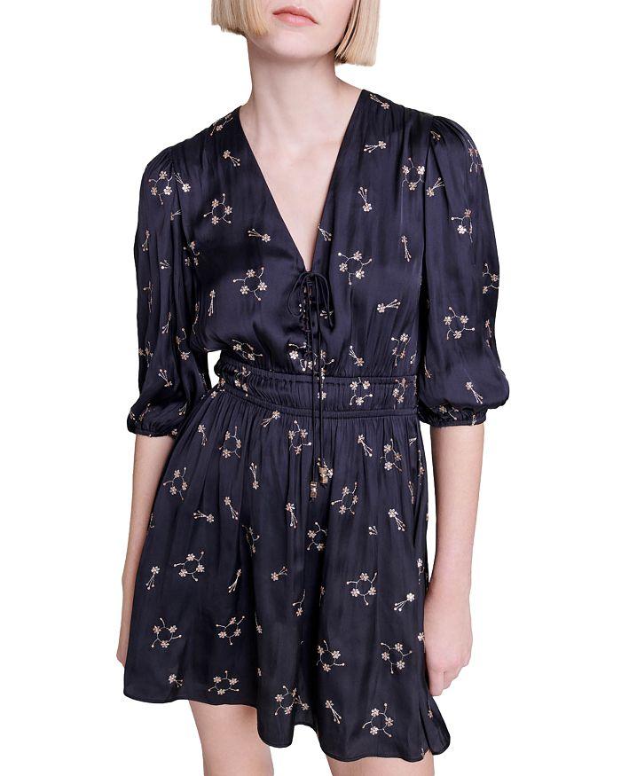 Maje Rosolite Floral Embroidered Mini Dress