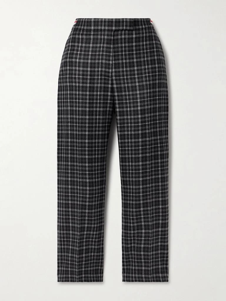 Thom Browne 罗缎边饰格纹羊毛法兰绒直筒裤  - IT42 1