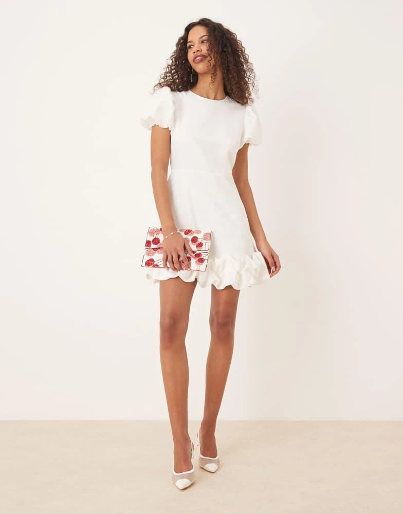Sister Jane Sister Jane puff hem jacquard mini dress in ivory 1