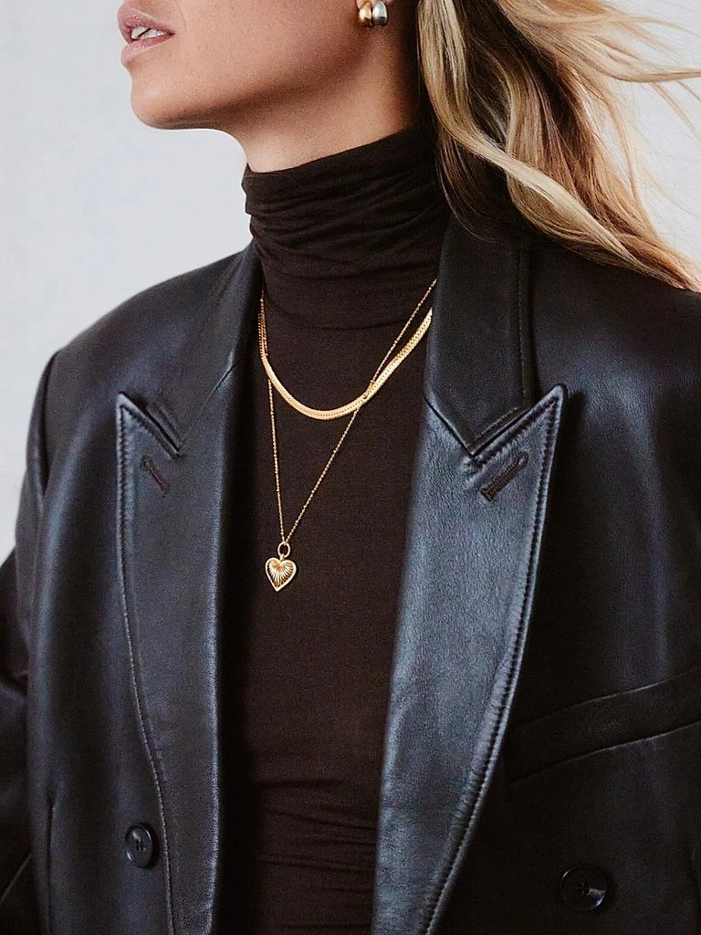 Missoma 18K Gold-Plated Ridged Heart Pendant Necklace 6