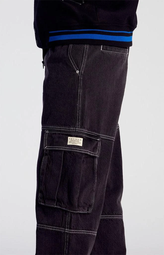 PacSun Blake Extreme Baggy Jeans Contrast Stitch Cargo Black 5