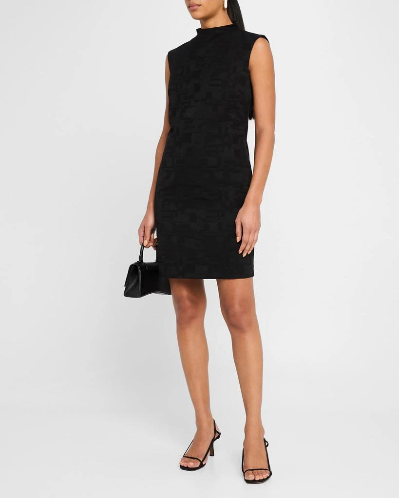 Natori Mock-Neck Geo Jacquard Mini Dress 4