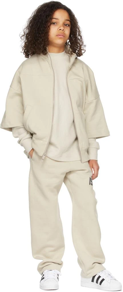 Essentials Kids Beige Waffle Mock Neck Long Sleeve T-Shirt 1