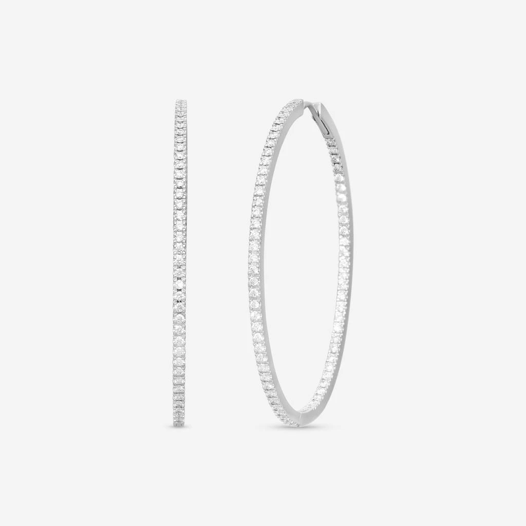 Mémoire Mémoire 18K White Gold Diamond Oval Hoop Earrings MOHE-0150TW