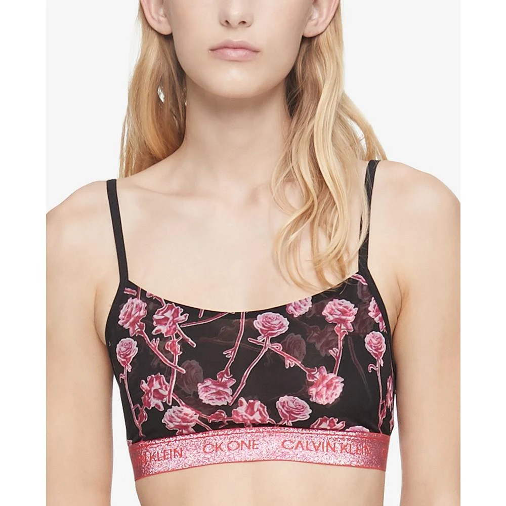 Calvin Klein Women's CK One Unlined Rose-Print Bralette 1
