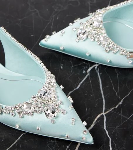 Gucci Crystal-embellished satin slingback pumps 5