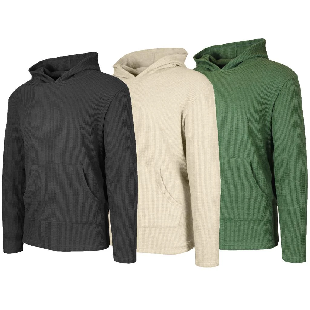 Blue Ice Men's Waffle Knit Thermal Pullover Hoodie -3 Pack