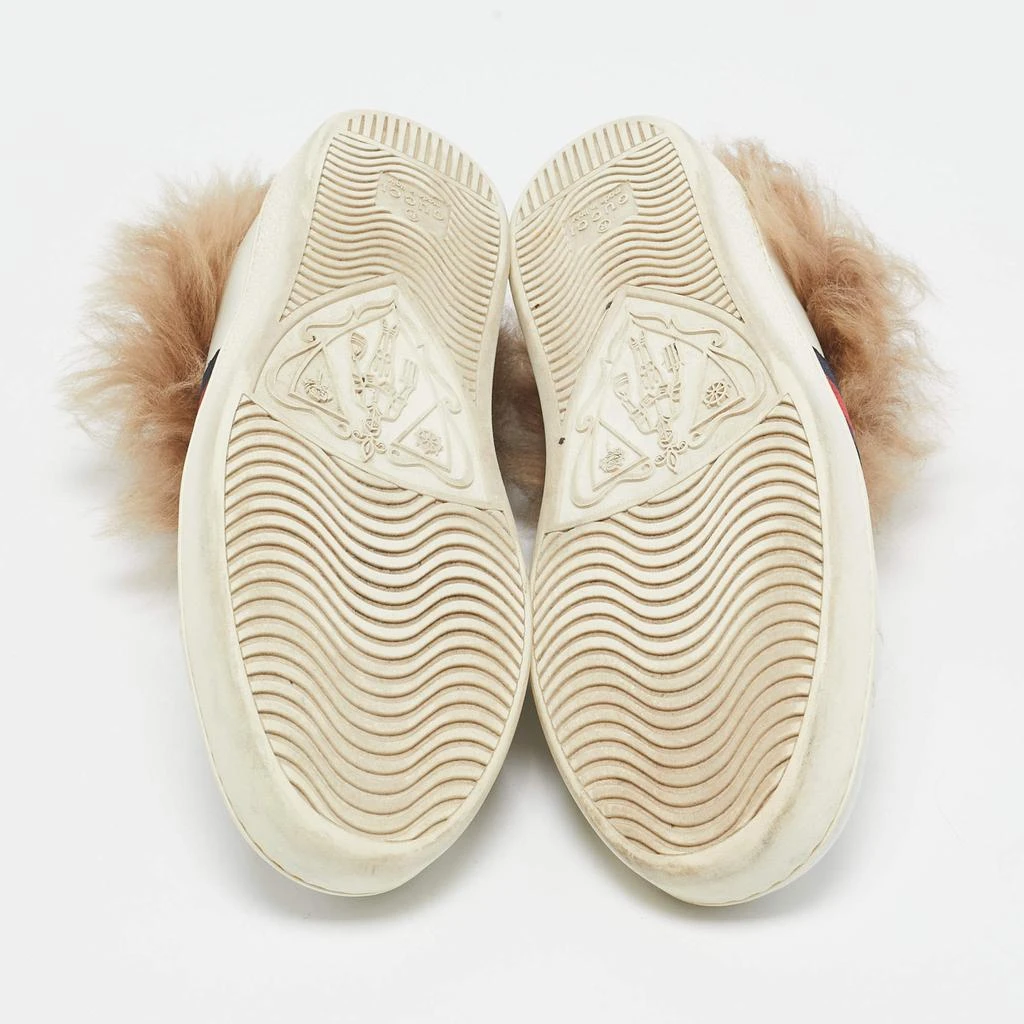 Gucci Gucci White Leather and Fur Embroidered Bee Ace Sneakers Size 38 6