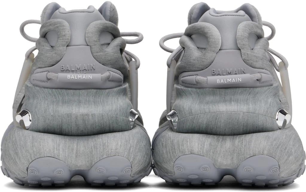 Balmain Gray Unicorn Low Fleece Print Sneakers 2