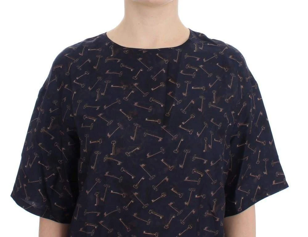 Dolce & Gabbana Dolce & Gabbana  Blue gold key print silk blouse 5