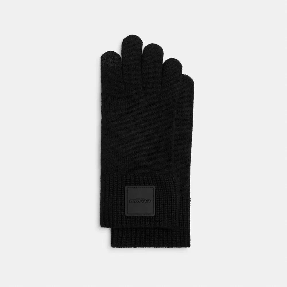 Coach Knit Tech Gloves With Rubber Patch 1