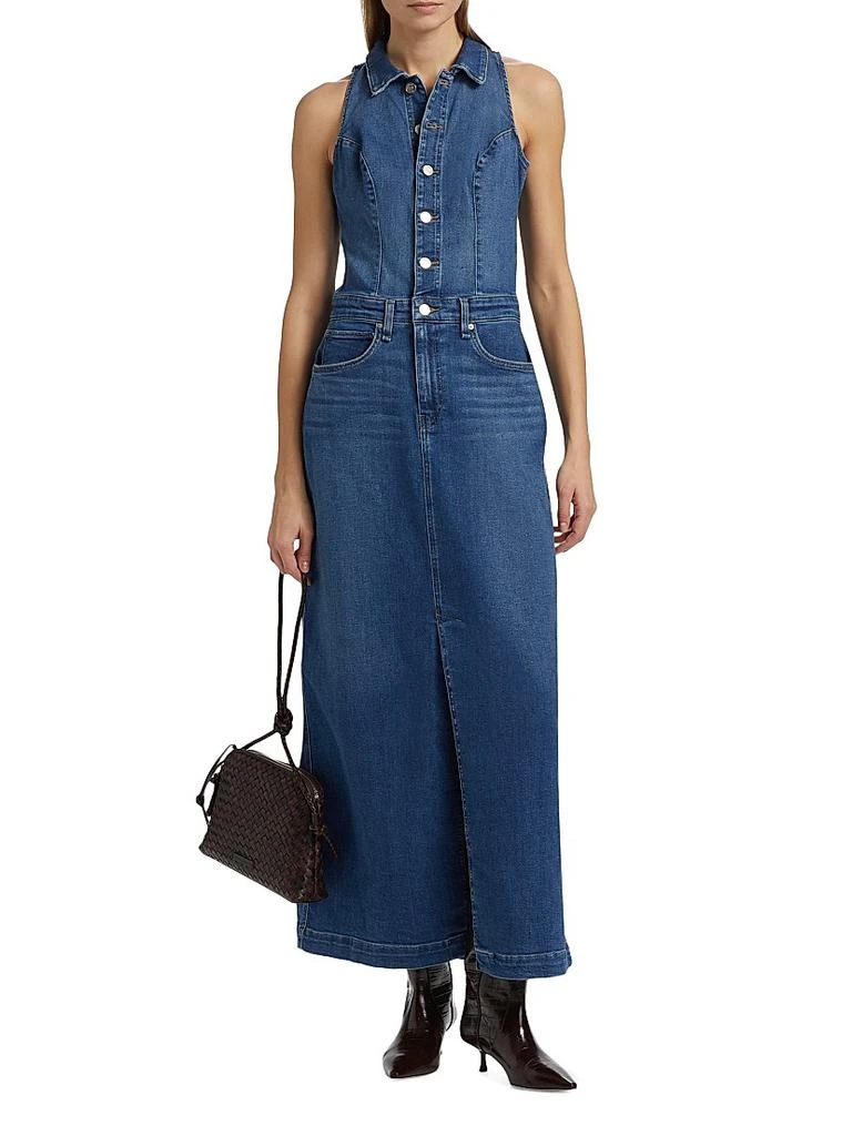 denim halter maxi dress Final Sale Plus Size Maxi Dress with Denim Wash Halter Vest & Off Whit –  Chic And Curvy