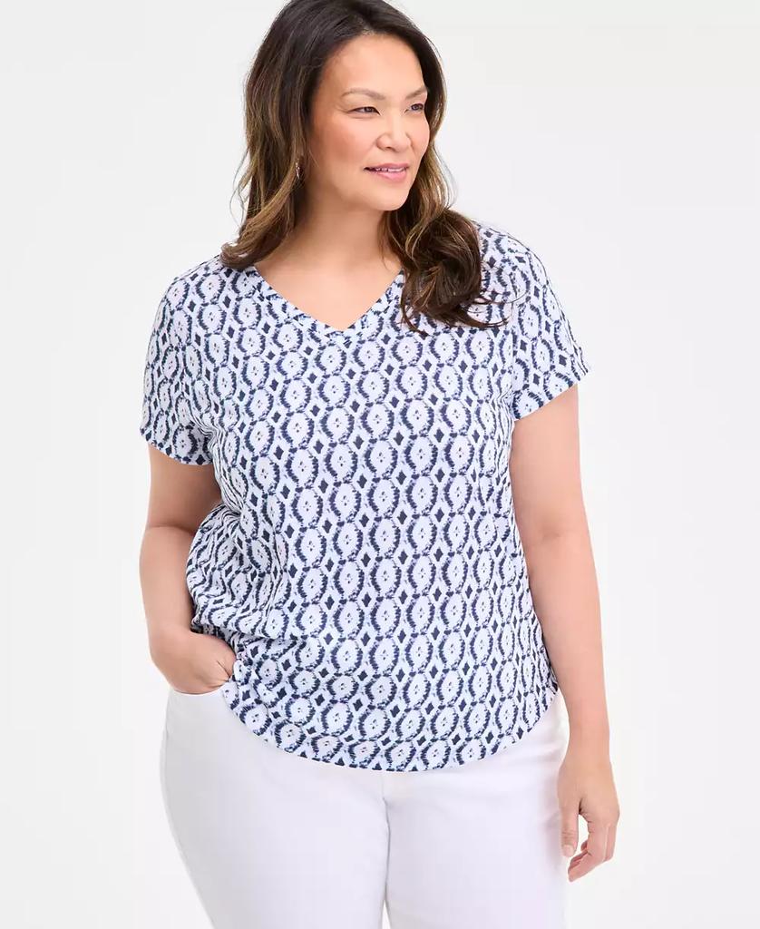 Style & Co Women's Lace-Trim V-Neck Short-Sleeve T-Shirt
