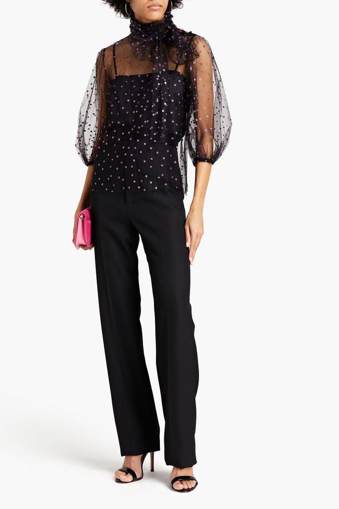 RED Valentino Pussy-bow glittered tulle blouse