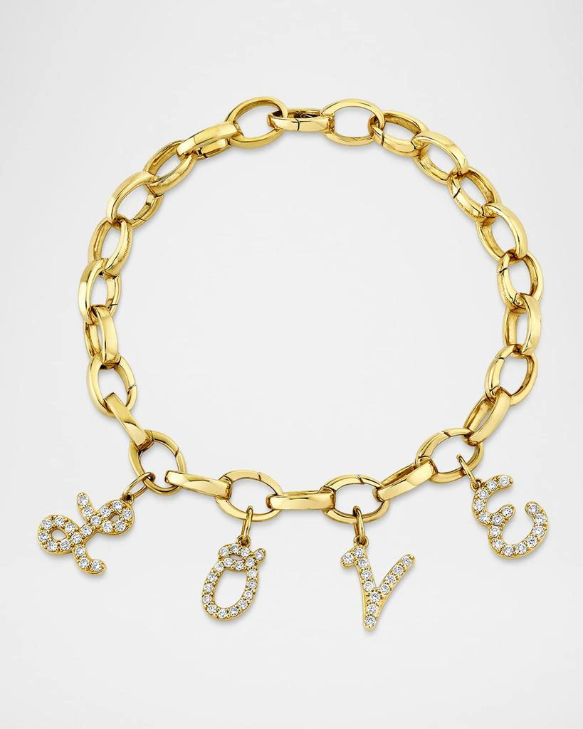 Sydney Evan 14K Diamond Love Initial Charm Bracelet