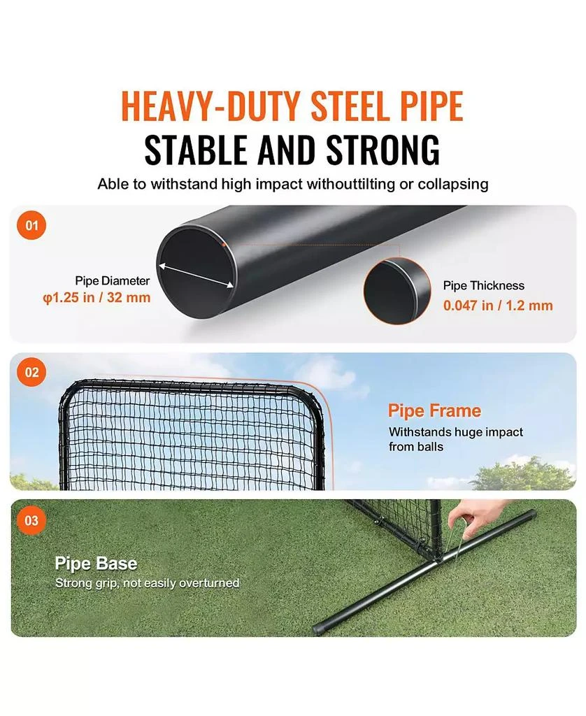 Mecale I-Screen Baseball Net, 7x4 ft Safety Pitching Screen with Carry Bag and Stakes, Heavy-Duty Batting Cage Protection Net 6