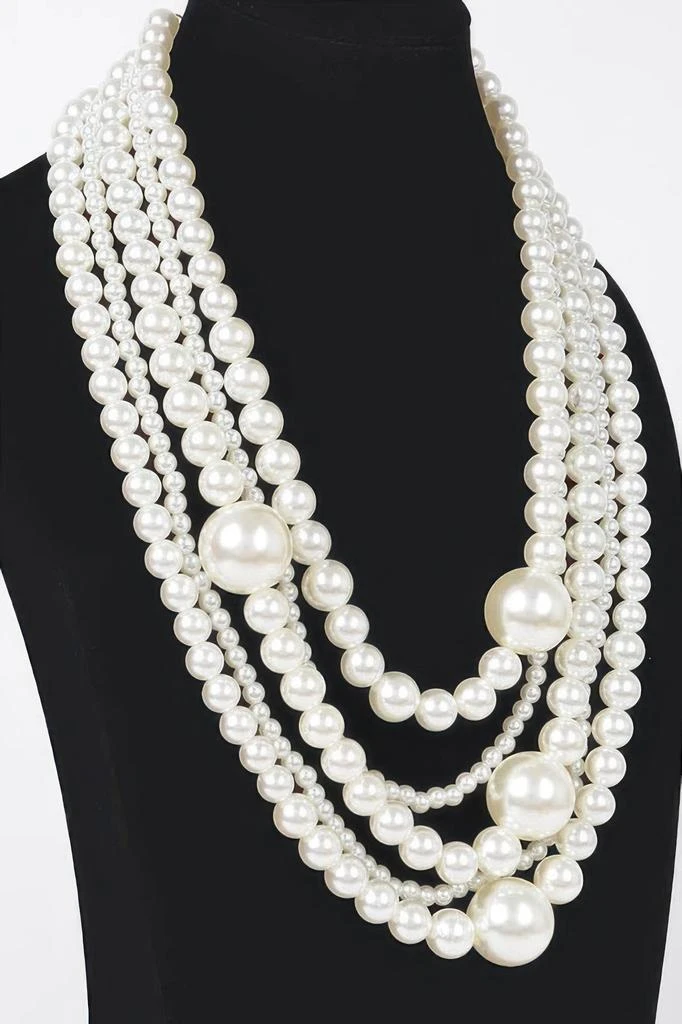 TRUEDAMES Multi Pearl Layered Necklace W/earring 2