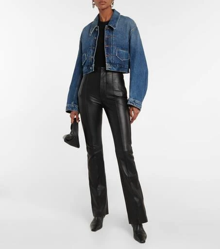 FRAME High-rise flared leather pants 2