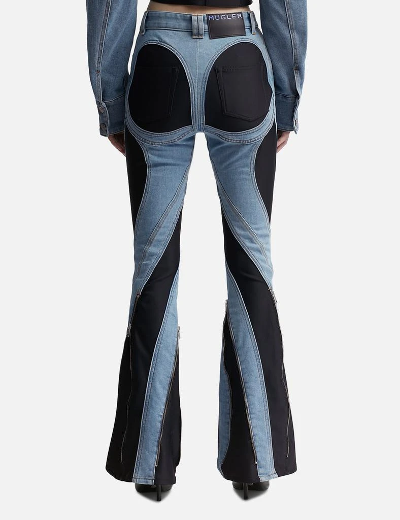 Mugler Zipped Bi-Material Jeans 3