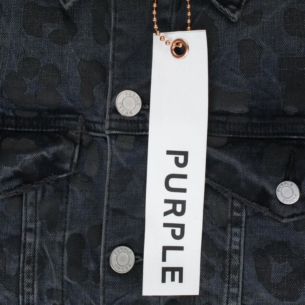 Purple Brand MONOGRAM LEOPARD PRINT TRUCKER Black DENIM JACKETS 5