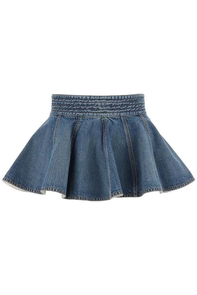 ALAIA flared micro skirt in denim 1