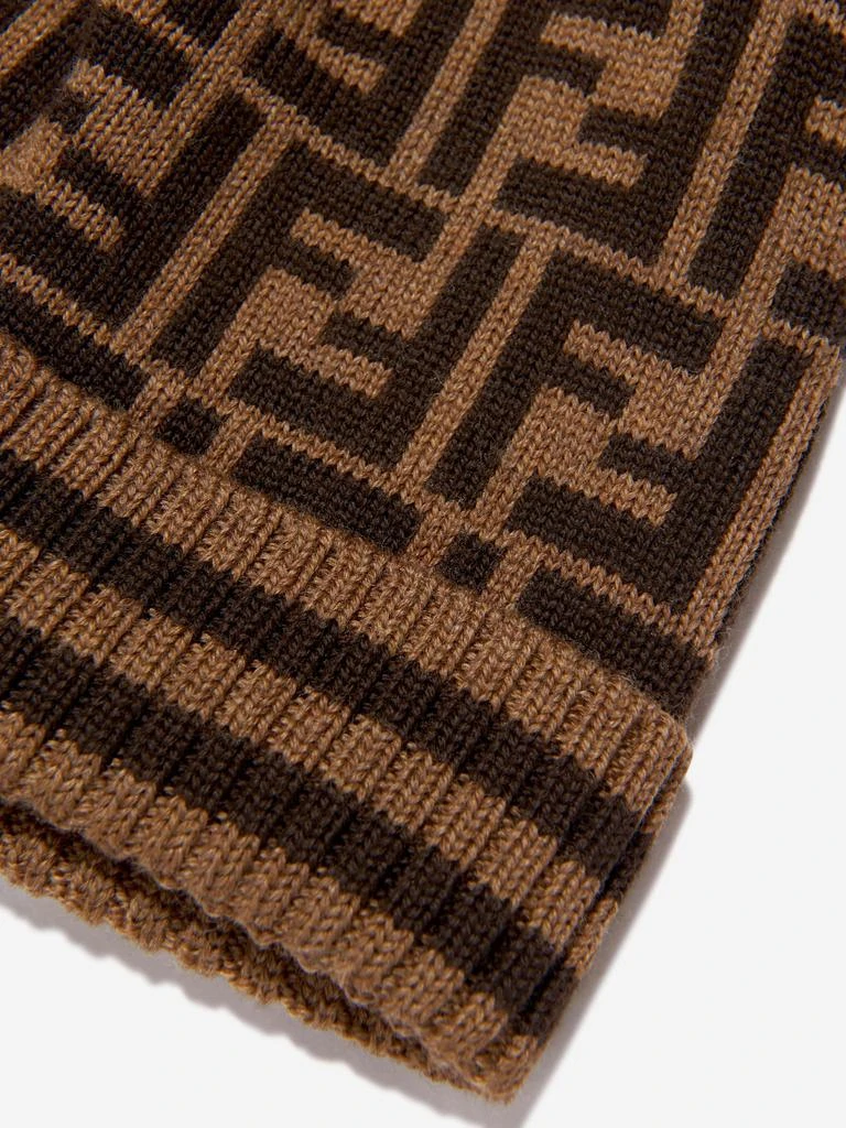 Fendi Kids Fendi Kids Wool Beanie Hat With Ears in Brown 3