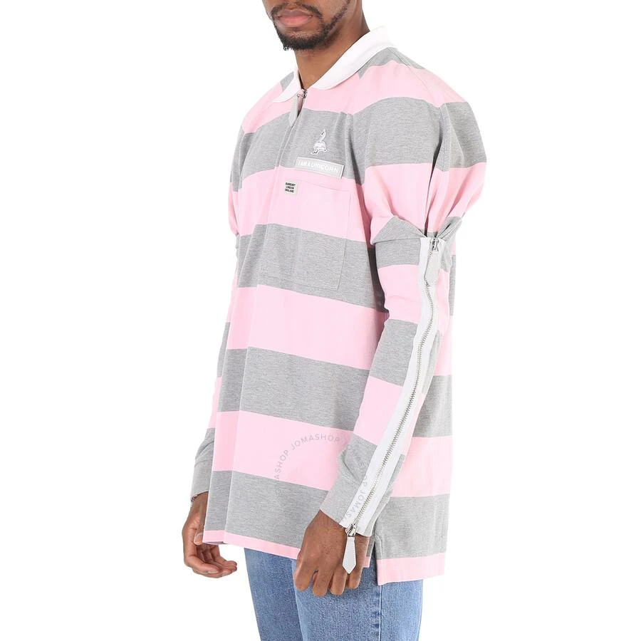 Burberry Men's Long-sleeved Zip Detail Striped Polo Shirt 3