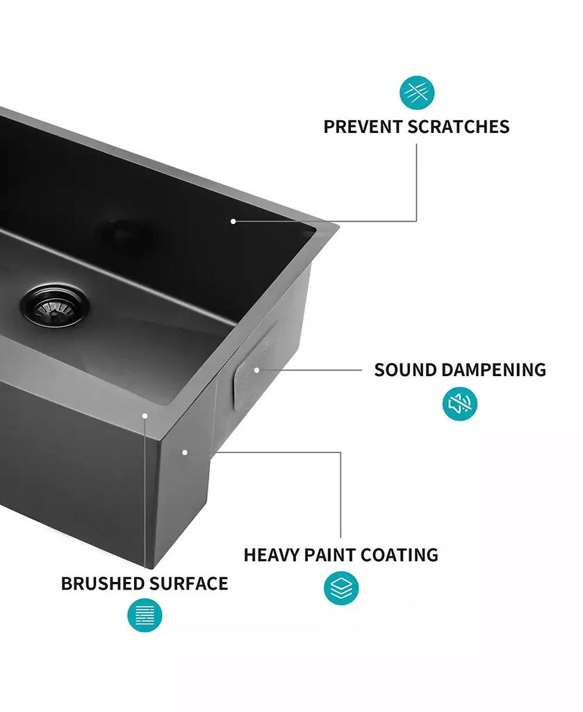 Flynama 36x21x10inch Gunmetal Black Farmhouse Kitchen Sink Stainless Steel Apron Front 16 Gauge 6