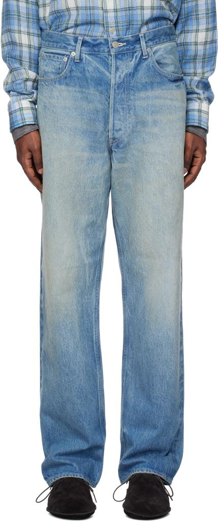 AURALEE SELVEDGE FADED HEAVY DENIM WIDE