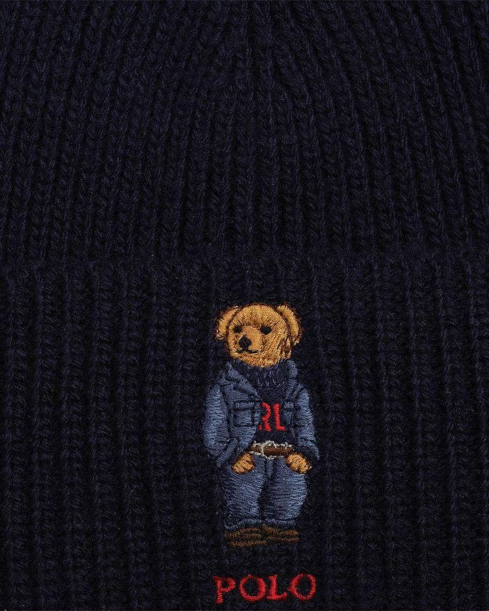 Ralph Lauren Solid Denim Bear Beanie 3