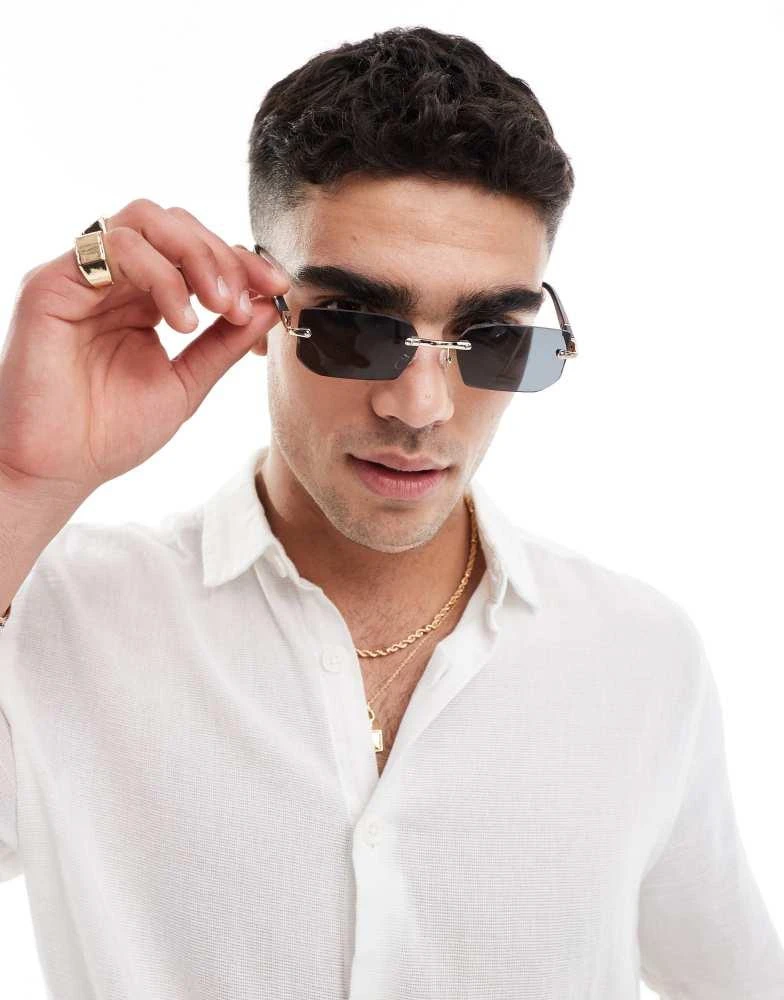 Bershka Bershka frameless sunglasses in black 1