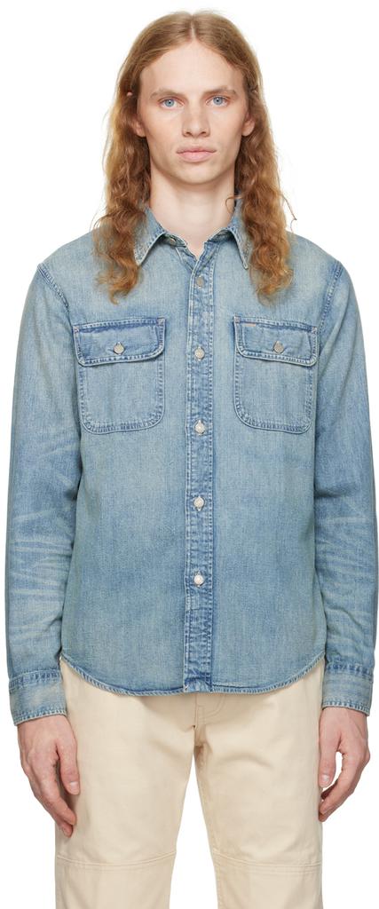 RRL Blue Indigo-Dyed Denim Shirt - Jackets - BeyondStyle