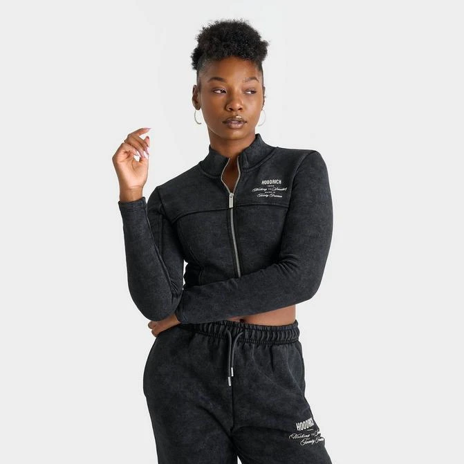 HOODRICH Women's Hoodrich Acid Wash Full-Zip Crop Top 1
