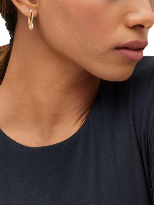 Saks Fifth Avenue 14K Yellow Gold Oval Huggie Earrings 2