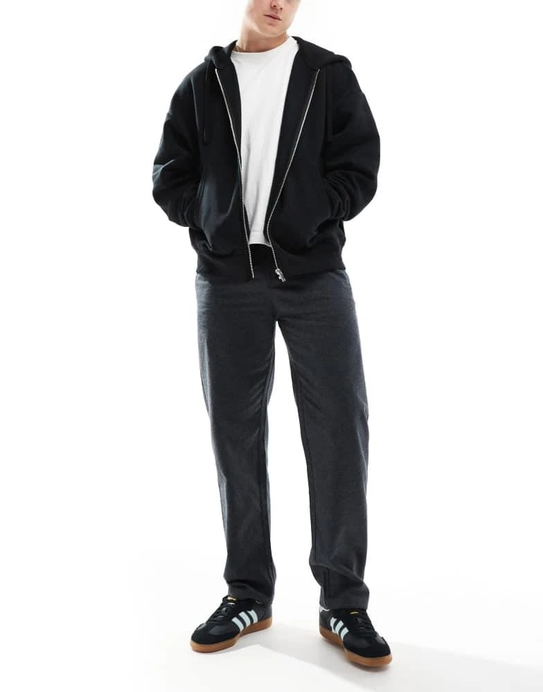 Only & Sons ONLY & SONS loose fit flannel trouser co-ord in charcoal 4